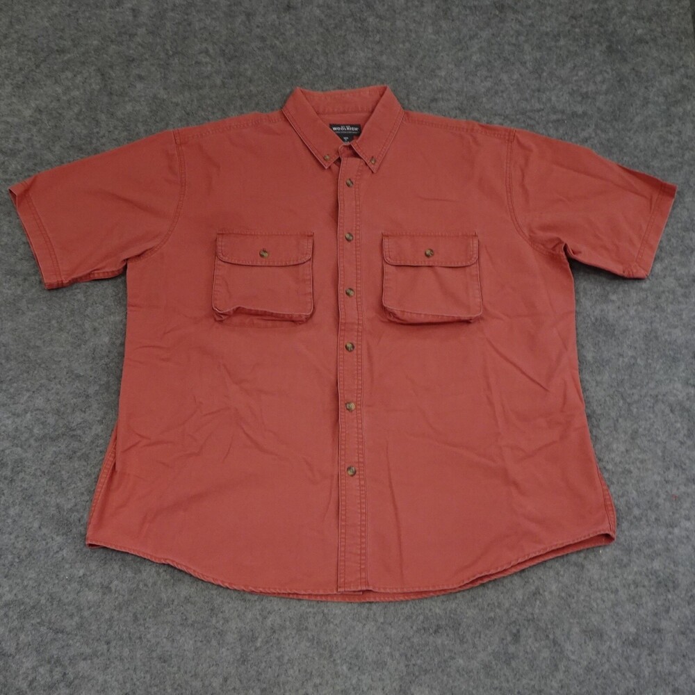 Woolrich Shirt Mens Large Extra Large XL Red Button Up Pockets Outdoor Casual